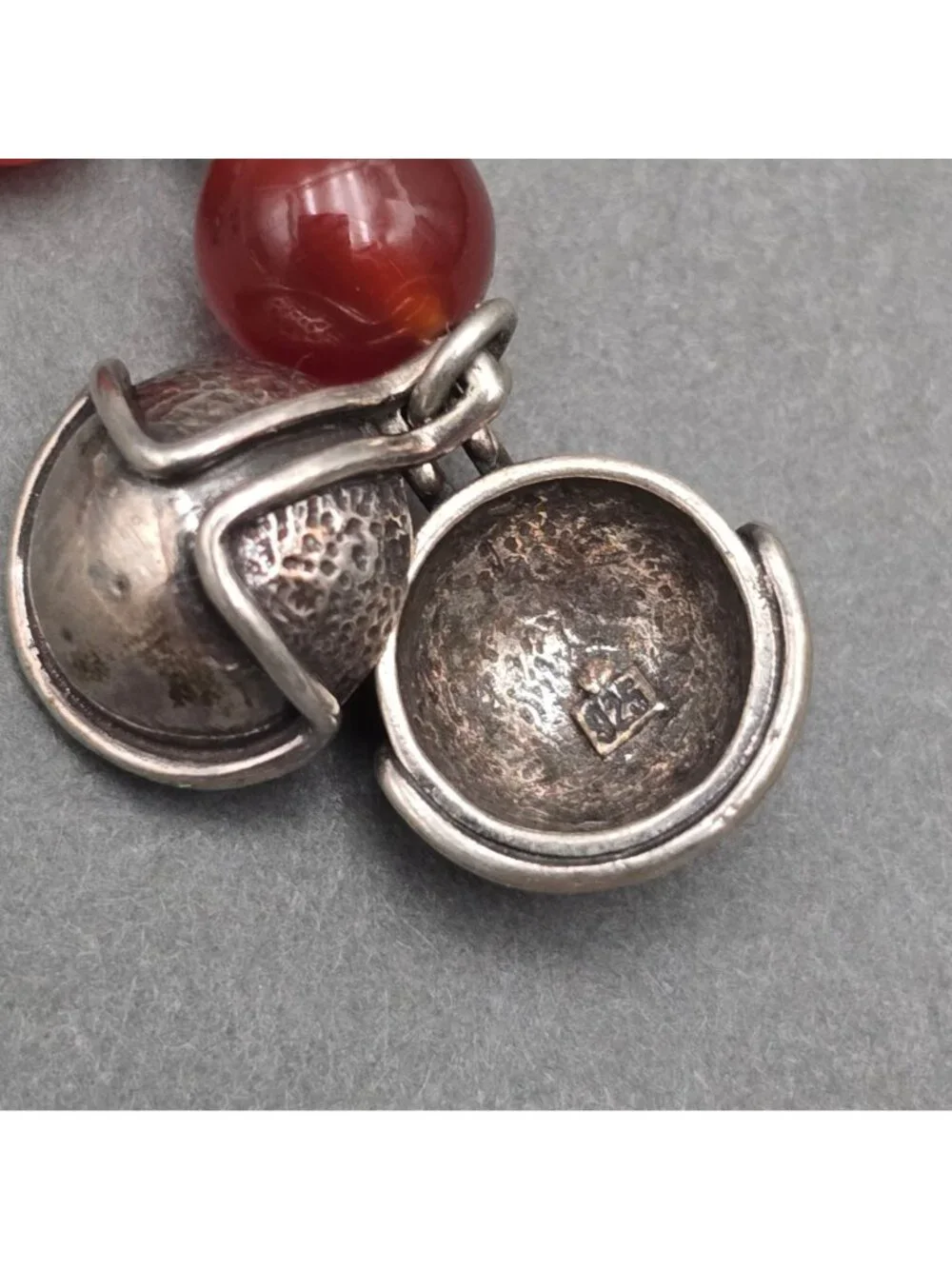 Vintage Sterling Silver Carnelian Y Drop Necklace 26